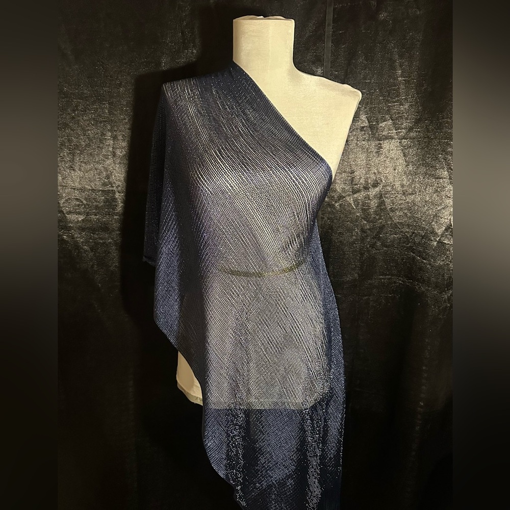 Elegant Navy Blue Sheer Shawl